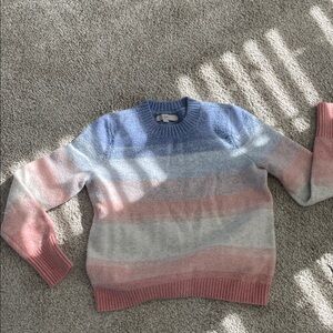 LOFT Pastel Striped Crew Neck Sweater